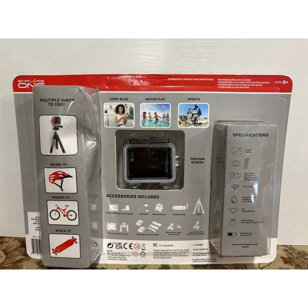 New Open Box Explore‎ One 4K Wifi Action Camera Floating Handle 32GB